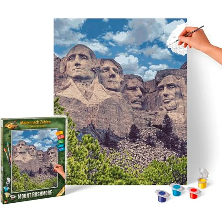 Schipper 609130895 Malen nach Zahlen – Mount Rushmore - Bilder malen für Erwachsene, inklusive Pinsel und Acrylfarben, 40 x 50 cm