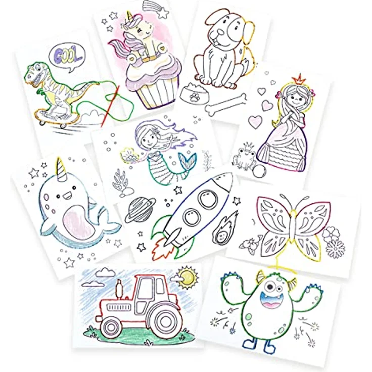 Ursus 28310099F Ausnähkarten für Kinder, 50 weiße Stickkarten mit vorgedruckten Motiven zum Aussticken und Ausmalen, ca. 11 x 17 cm groß, Mittel - Preisvergleich – Bild 2