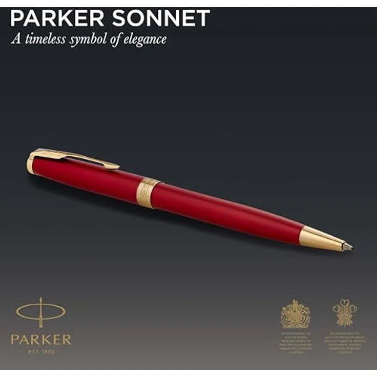 Parker Pen Sonnet, Schreibstift in Rot mit goldenen Akzenten - zeitlos elegant und hochwertig – Bild 2