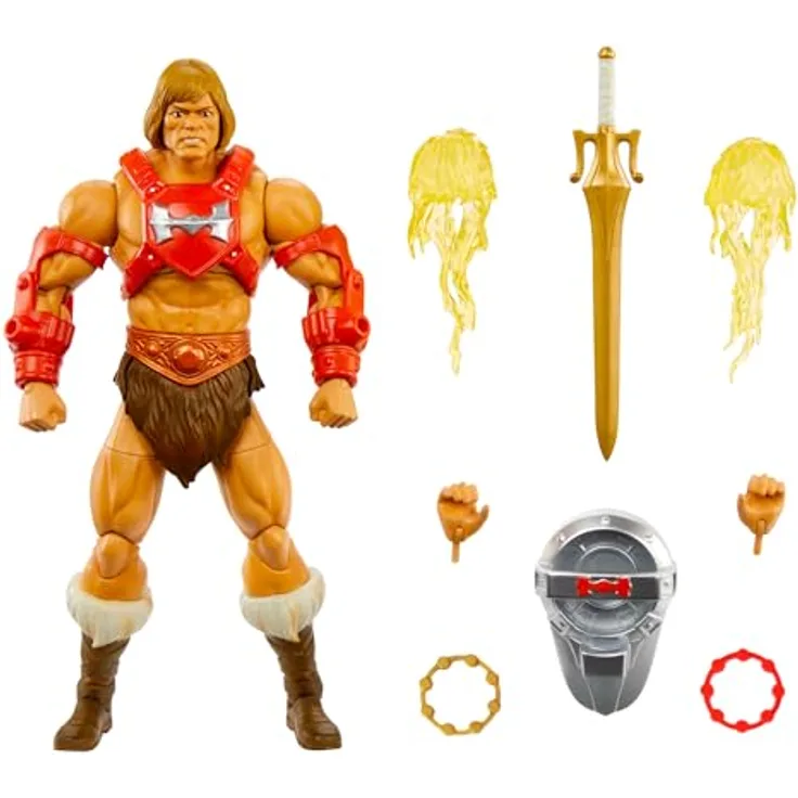 Mattel Masters of the Universe: New Eternia Masterverse Actionfigur Thunder Punch He-Man, 18 cm, mit 30 Bewegungspunkten und Zubehör