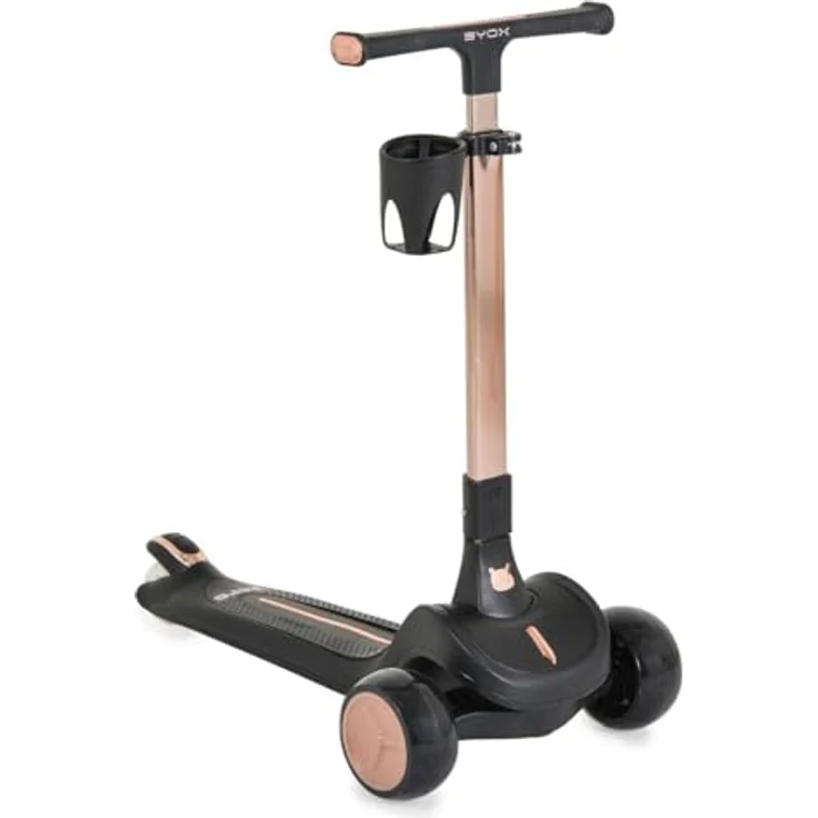 Byox Aero Kinderroller, klappbar mit Getränkehalter, Höhenverstellbarem Lenker und Hinterradbremse, für Kinder ab 3 Jahren bis 50 kg – Bild 2