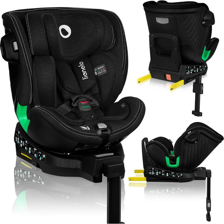 lionelo Autokindersitz Harmony I-Size, 360° drehbar, ISOFIX, Gürtelalarm, ab Geburt bis 12 Jahre, Bambusstoff, (Set) – Bild 1