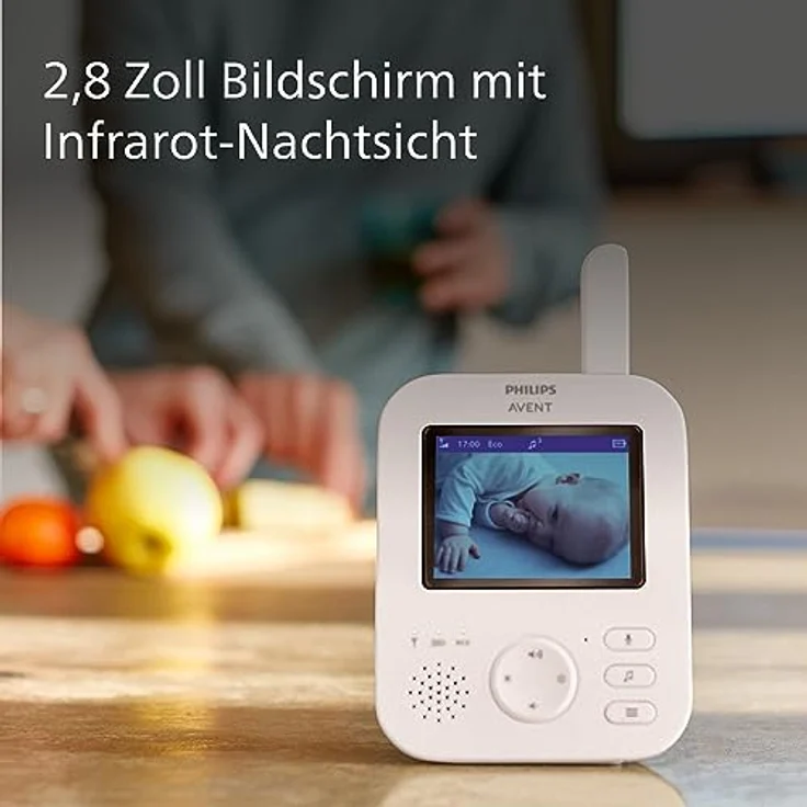 Philips Avent Babyphone mit Kamera Advanced – sicheres Video Babyphone, 2,8 Zoll Bildschirm, 2-Fach Zoom, Nachtsicht, Gegensprechfunktion, Schlaflieder, Baby Monitor (Modell SCD881/26) – Bild 3