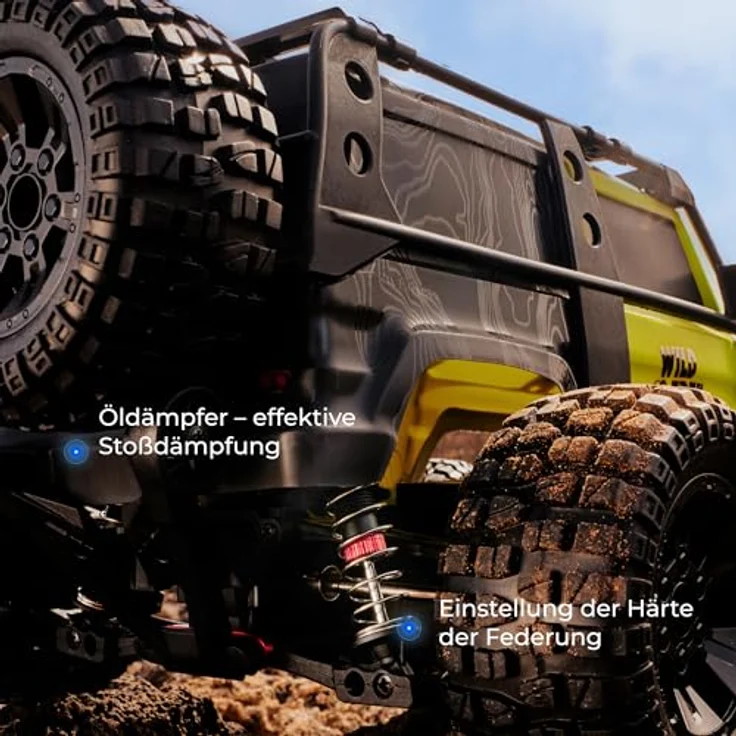Overmax X-Vast RC Auto 4x4 Offroad Crawler 1:10 mit LED, 2 Akkus, Öldruckstoßdämpfer, 30 km/h, Neongrün – Bild 3