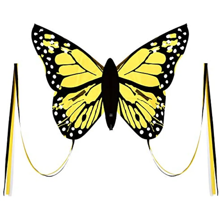 Wolkenstürmer Bella Butterfly Gelb Lenkdrachen für Kinder - 1-Leiner Kinderdrachen mit Gestänge