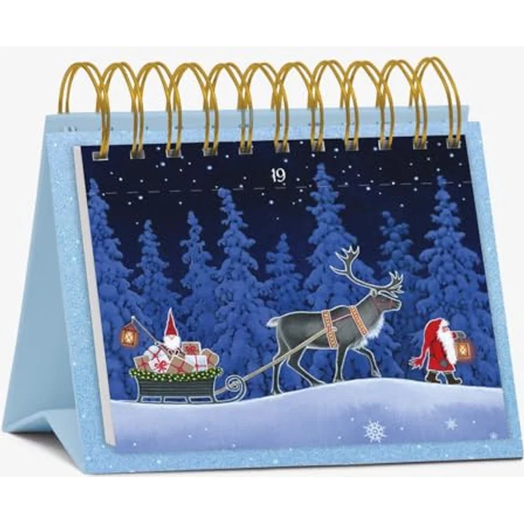 Korsch Postkarten-Adventskalender "24 Tage im Advent mit Tomte", mit 24 abtrennbaren Postkarten, Wiro-Bindung zum Aufstellen, Spot-UV-Lackierung auf FSC-zertifiziertem Karton – Bild 3