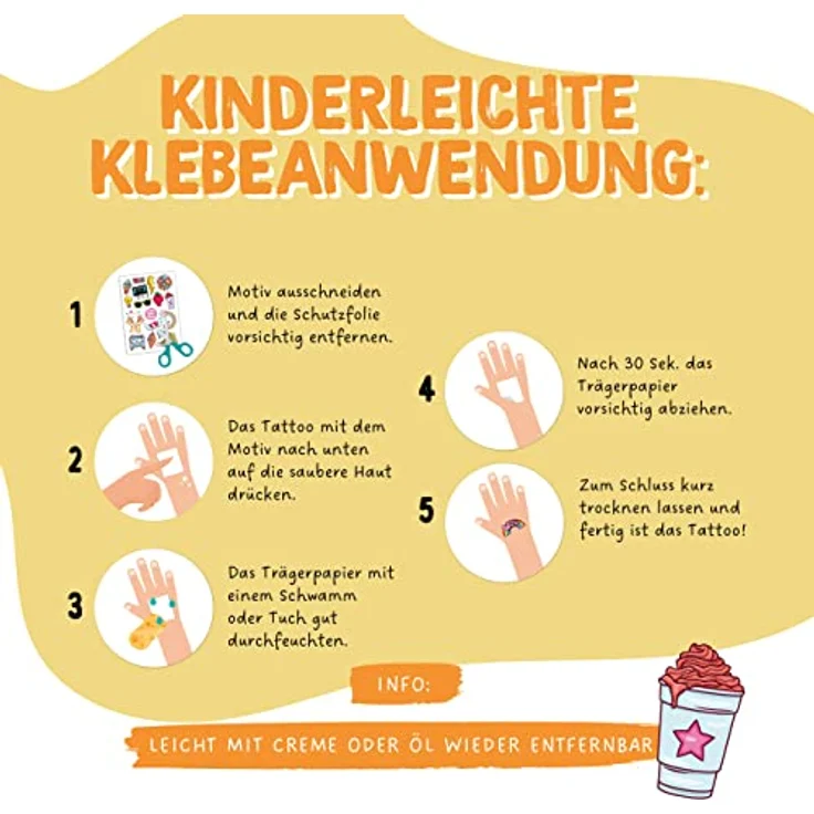 Papierdrachen 100 Metallic-Tattoos für Kinder, hautfreundlich und wasserfest, 6 Bögen in Silber, Made in Germany – Bild 4