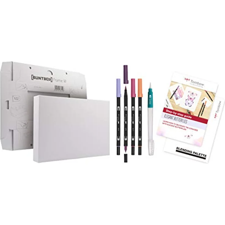 Tombow CANVAS-SET1 Watercoloring Canvas Set mit eleganten Schmetterlingen, inklusive 4 ABT Dual Brush Pens und Wassertankpinsel – Bild 3