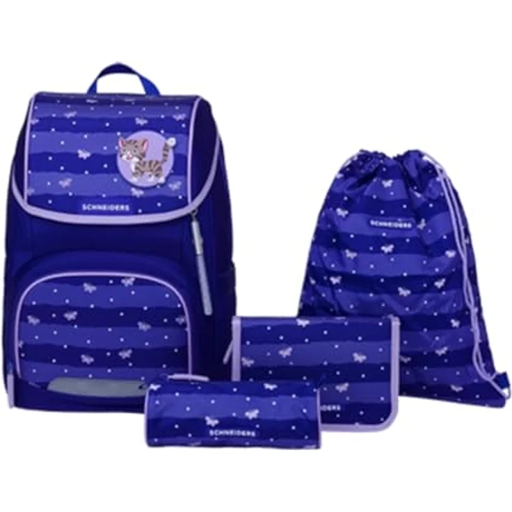 Schneiders Vienna Schulranzen Ergojet Blissy Butterfly, ergonomisch, 21 Liter, 6-teilig, umwandelbar in Rucksack, wasserabweisend, recyceltes Material – Bild 1