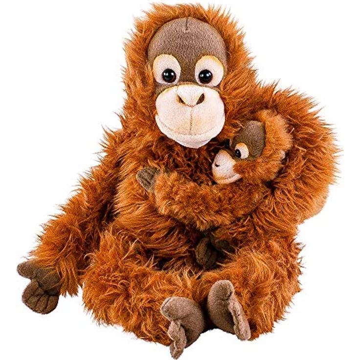 Teddys Rothenburg Kuscheltier Orang Utan AFFE mit Baby 28 cm sitzend Plüschtier by Uni-Toys, kuschelweicher Plüsch, naturgetreue Darstellung, maschinenwaschbar bis 30°C, Uni-Toys Qualität – Bild 1