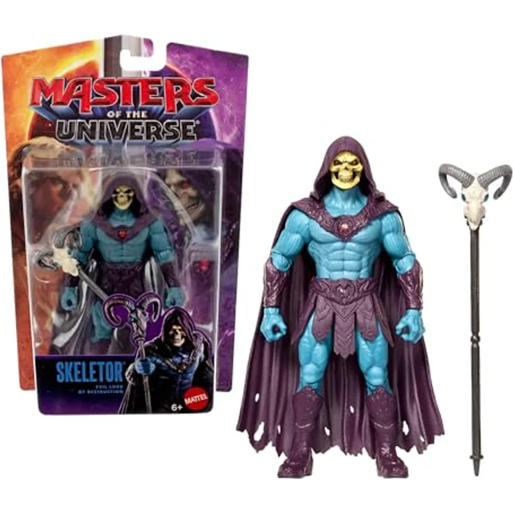Masters of the Universe Skeletor Actionfigur, ca. 14 cm groß mit Havoc-Stab, bewegliche Gelenke, mehrfarbig, Kunststoff