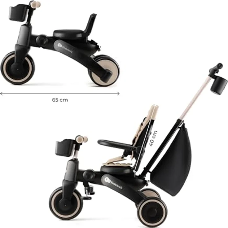 Kinderkraft Dreirad Jazz 2, 5-in-1 Klappdreirad mit 360° drehbarem Sitz, wasserdichtem Verdeck und 5-Punkt-Sicherheitsgurten – Bild 11