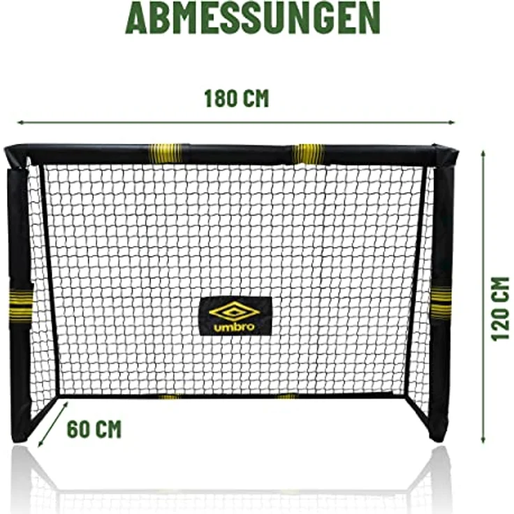 Umbro Fußballtor - Metall - Fußballtrainingsgeräte für alle Altersgruppen - Einfache Montage - Schwarz/Gelb, 180 x 120 x 60 cm – Bild 3