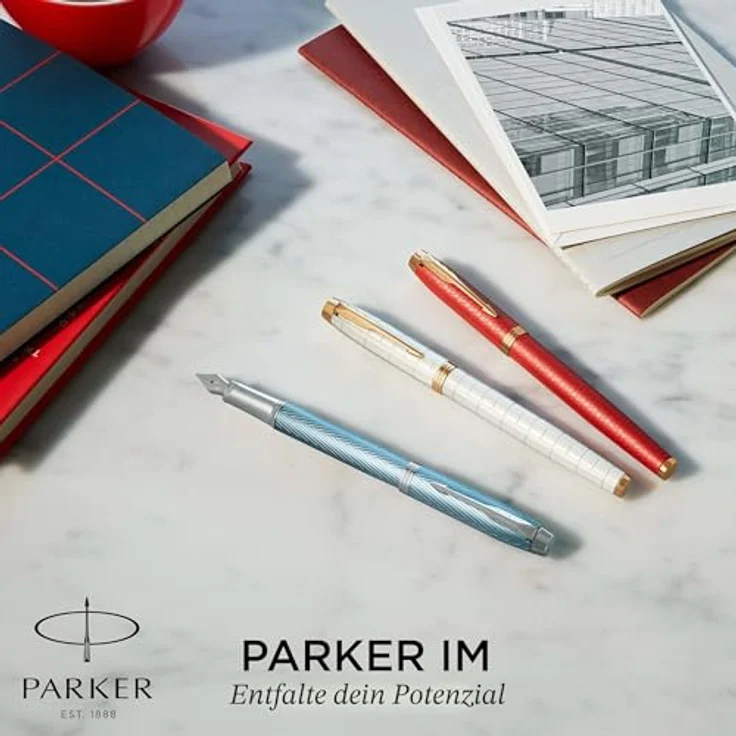 Parker IM Premium Pearl G.C. F, Rollerball-Stift mit graviertem Viereckmuster, Gold-Weiss – Bild 7