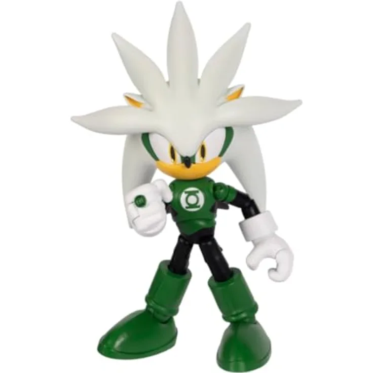 Sonic The Hedgehog Sonic Silver als Green Lantern, 13 cm große hochbewegliche Actionfigur mit detailliertem Design, offiziell lizenziert von Jakks Pacific, Sammlerverpackung