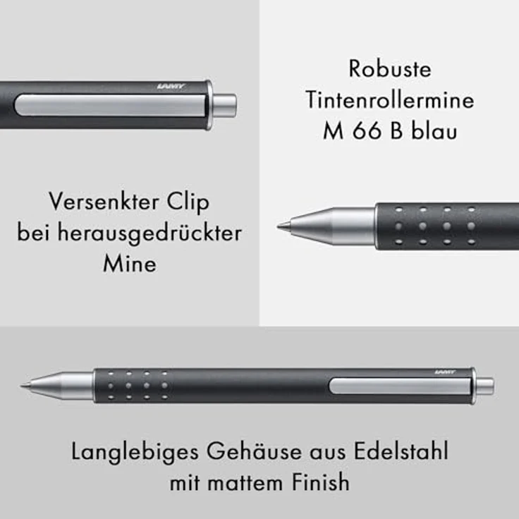 Lamy Swift, Kappenloser Tintenroller mit versenkbarem Clip, grau – Bild 3