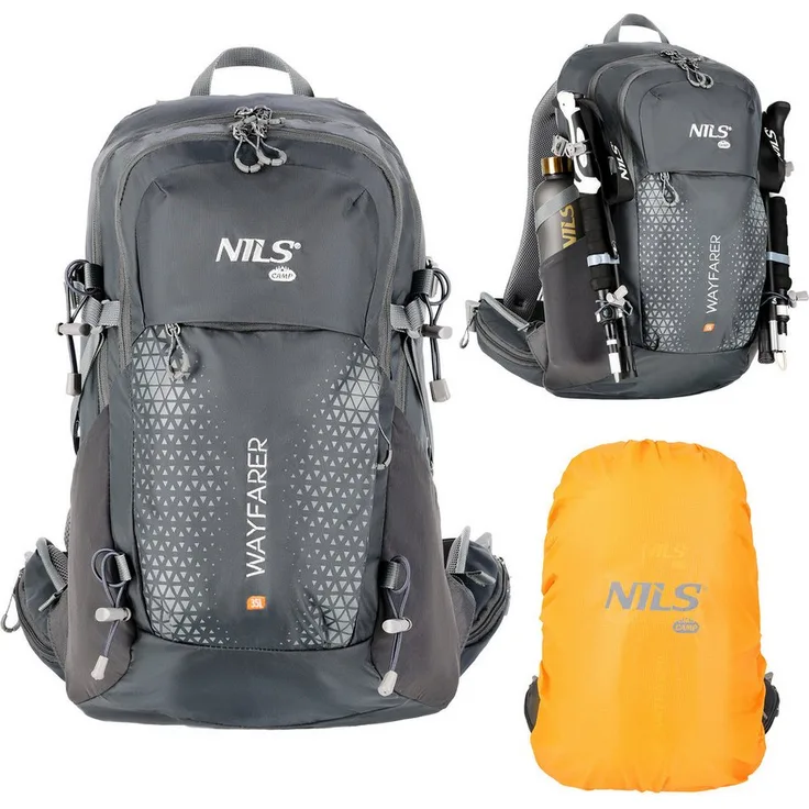 NILS CAMP WAYFARER 35L Wanderrucksack, Outdoorrucksack mit Regenschutz und Air Flow System, grau