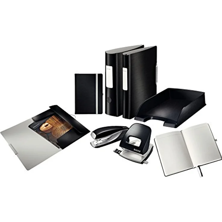 Leitz Büro Locher aus Metall, Für 30 Blatt, Anschlagschiene mit Formatangaben, Ergonomisches Design, Satin schwarz, Style Serie, 50066094 – Bild 5