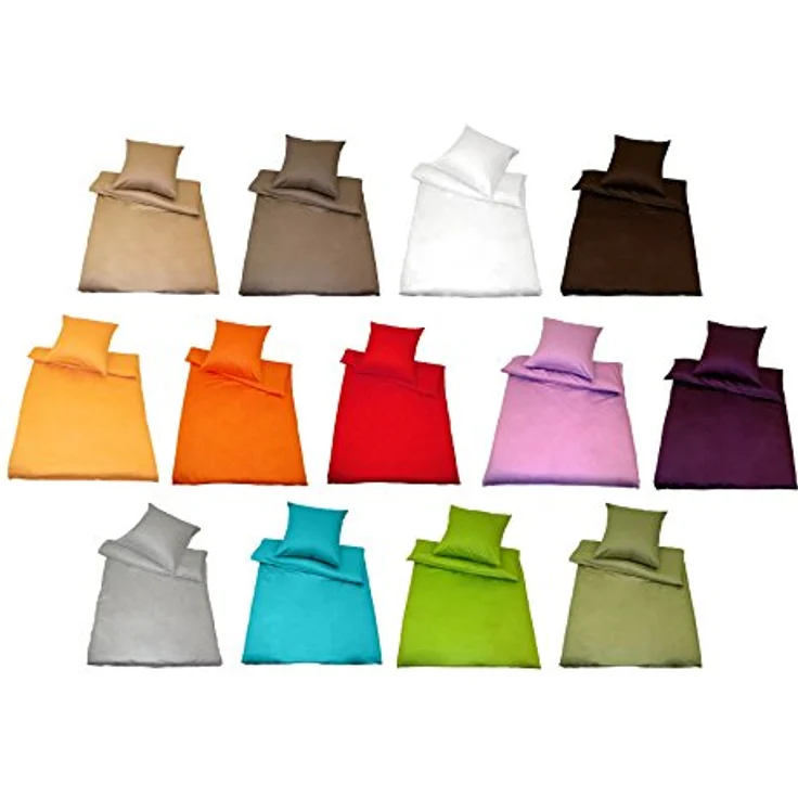 Kinzler B-10002/06 hochwertige Baumwoll-Satin Bettwäsche Uni, modern, 80x80 + 155x220 cm, gelb – Bild 2