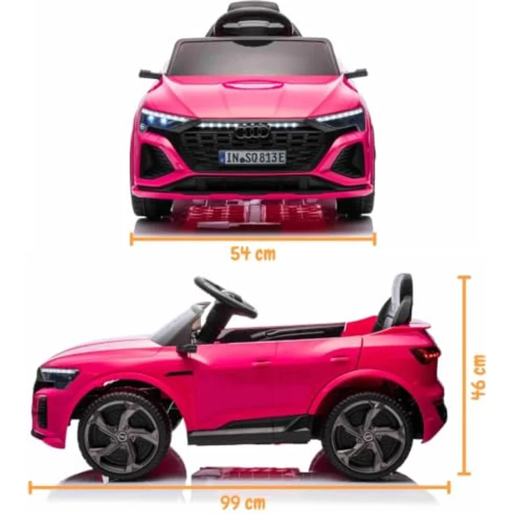 Vrooomy Audi SQ8 e-Tron Kinder Elektroauto 12V mit Fernbedienung, für 1 bis 5 Jahre, rosa, mit Scheinwerfern, MP3-Player und Soft-Start-Funktion – Bild 5