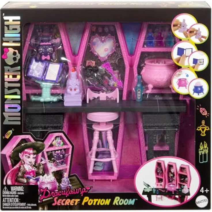 Monster High Draculaura Secret Potion Room, Anziehpuppe mit über 12 Accessoires, geeignet ab 4 Jahren – Bild 6