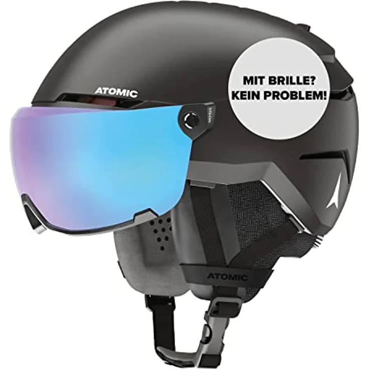 ATOMIC SAVOR VISOR STEREO Skihelm mit Visier - Schwarz - Größe S - Maximale Stoßdämpfung - Active Aircon Belüftungssystem - Hochwertige Verspiegelung für klare Sicht – Bild 1