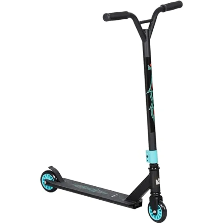 HOMCOM Stunt Scooter mit 360° Lenkung, ABEC 9 Kugellager, 100mm Kunstleder Räder, Tretroller aus Aluminium Stuntscooter bis 100kg belastbar, Kickscooter Trick Roller Funscooter für Kinder ab 14 Jahre, blau