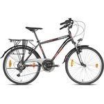 Geroni Craft Trekkingrad Premium 26" Zoll Fahrrad, Herrenfahrrad, Jungenfahrrad Cityrad, 21 Gang Shimano, Kettenschaltung, Gepäckträger – StVZO-Zulassung (Schwarz/Rot, 26" Zoll)