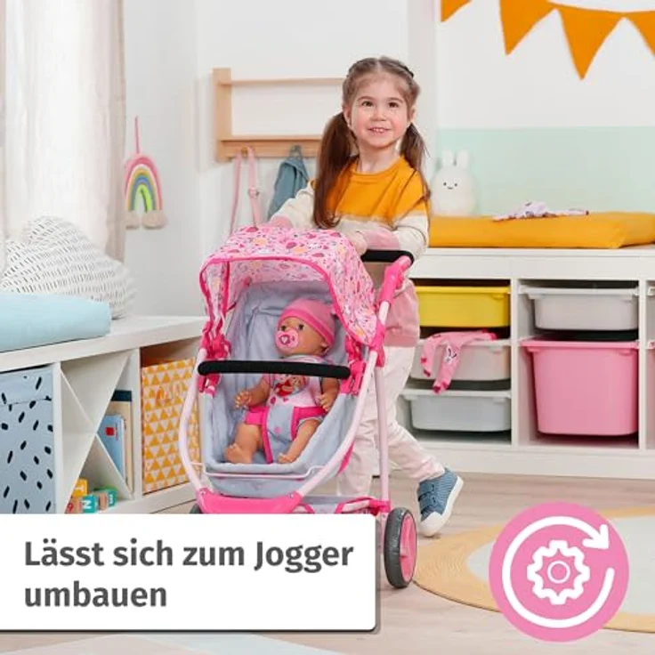 BABY Born Deluxe Puppenwagen, Puppenwagen mit Verstellbarer Liege-Fläche und Griff, blau - Preisvergleich – Bild 3