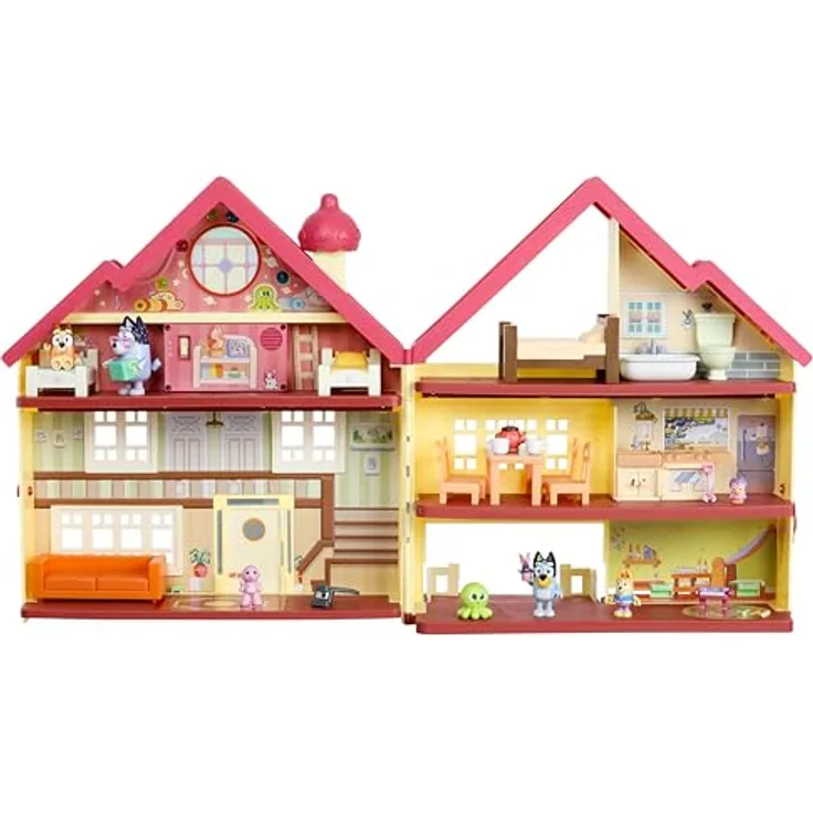 Moose Toys Bluey Licht- und Klangspielhaus mit beweglicher Tanzfläche, inklusive Figuren Bingo und Bluey, 6-8 cm, Blau