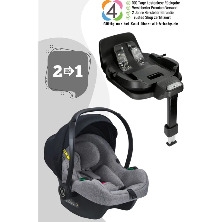 Avionaut Cosmo Smart Babyschale inkl. IQ Orbit Base, optimaler Schutz und Komfort, Grey