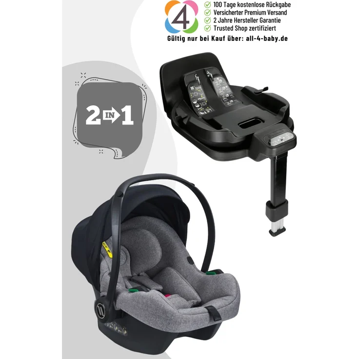 Avionaut Cosmo Smart Babyschale inkl. IQ Orbit Base, optimaler Schutz und Komfort, Grey
