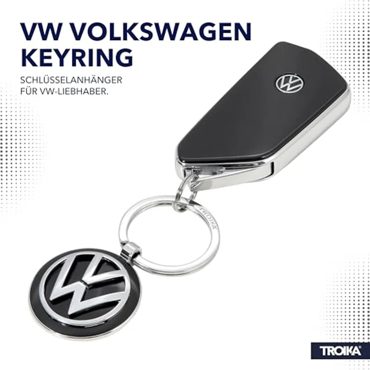 TROIKA Schlüsselanhänger Schlüsselanhänger VW-Logo VW VOLKSWAGEN KEYRING chrom/schwarz/silberfarben – Bild 3