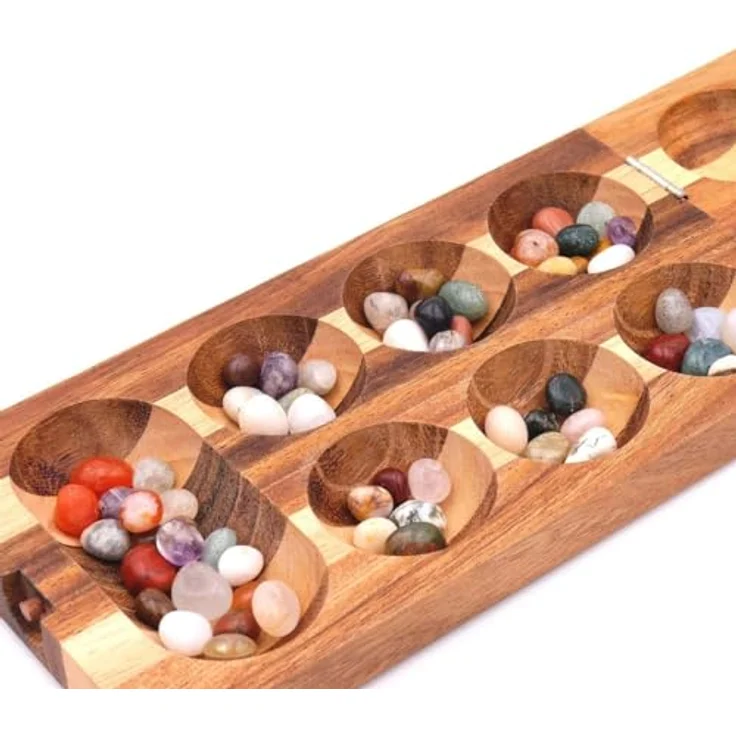 ROMBOL Kalaha - hochwertiges Steinchenspiel für 2 Personen inkl. Spielsteinen, Modell:2, Holzspiel, Familienspiel, Kinderspiel, Strategiespiel – Bild 4