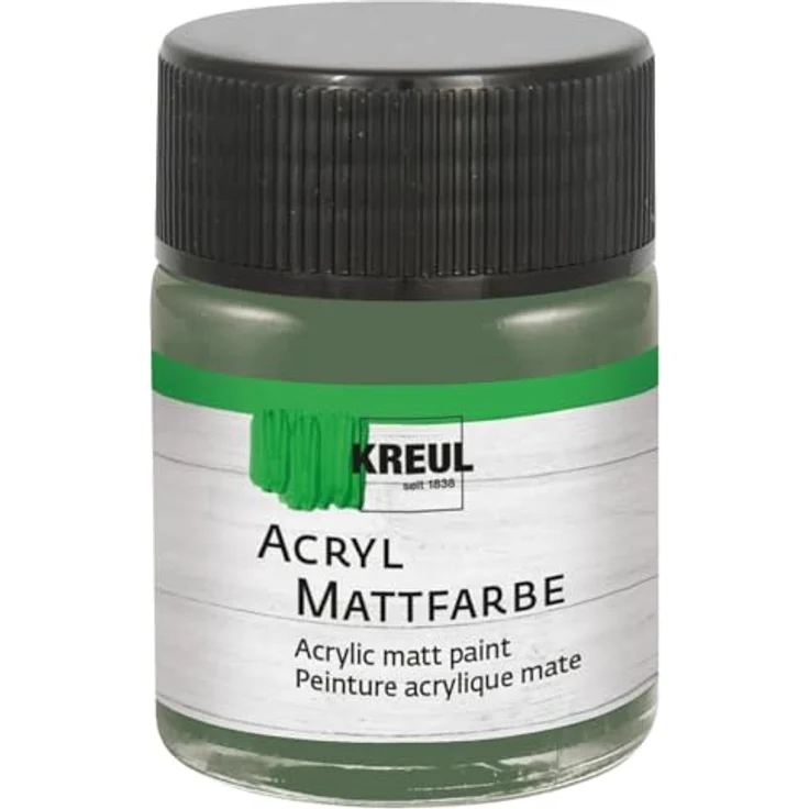 KREUL 75531 Acryl Mattfarbe, russischgrün, 50 ml, schnelltrocknend, cremig deckend, wasserbasierte Farbe für diverse Untergründe – Bild 1