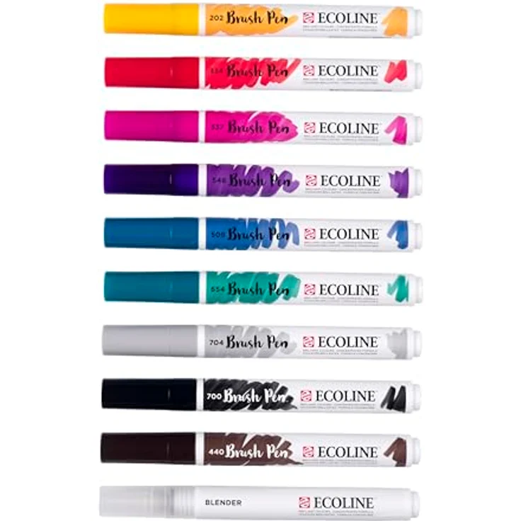 Ecoline Brush Pen-Set, 10 flüssige Aquarellstifte für Handlettering in leuchtenden Farbtönen – Mischbare Pinselstifte für Zeichnen und Basteln – Bild 4