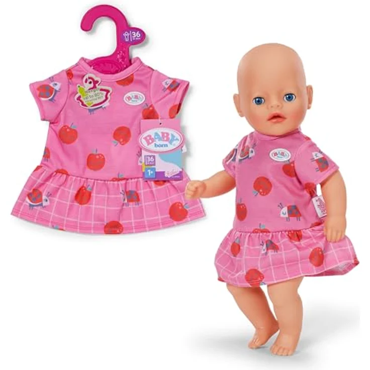 BABY born Kleid pink mit Äpfeln und Marienkäfern, kniefreies Sommerkleid für 36cm Puppen, leicht anzuziehen, Modell 839232 von Zapf Creation – Bild 2