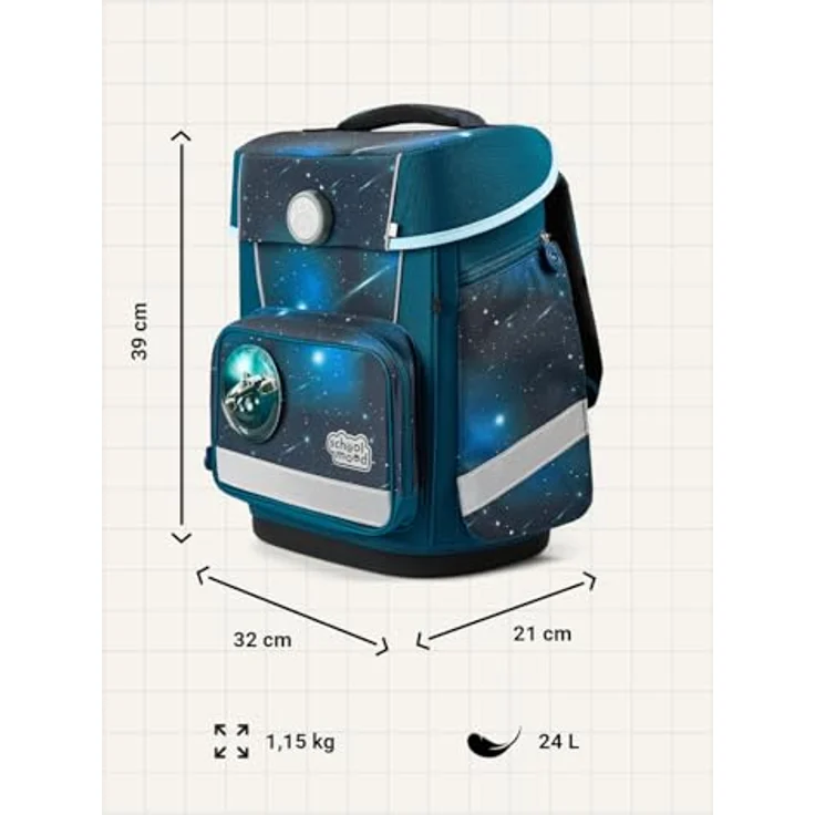 SCHOOL-MOOD Champion Maxx Pro Schulranzen-Set 6-teilig, höhenverstellbar, 22 L, ca. 1,1 kg – Motiv Moritz (Weltall) für Grundschule 1.–4. Klasse, Modell 2026 – Bild 4