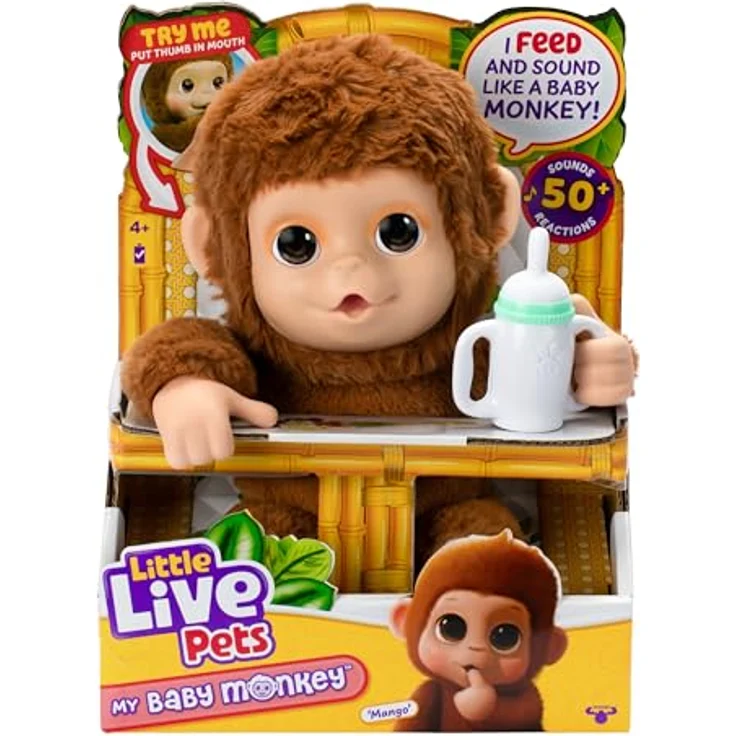 Moose Little Live -Haustiere meine Babypaffenspielfigur, interaktive Plüschtier Elch mit über 50 reaktionen, süßem Gesicht und beweglichen Händen, braun – Bild 1