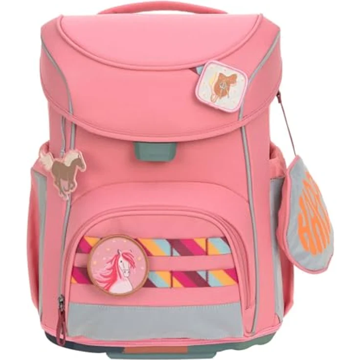 LÄSSIG Ranzenset 7-TLG. Slim Unique pink, Schulranzen mit durchdachtem Stauraum und reflektierenden Patches – Bild 2