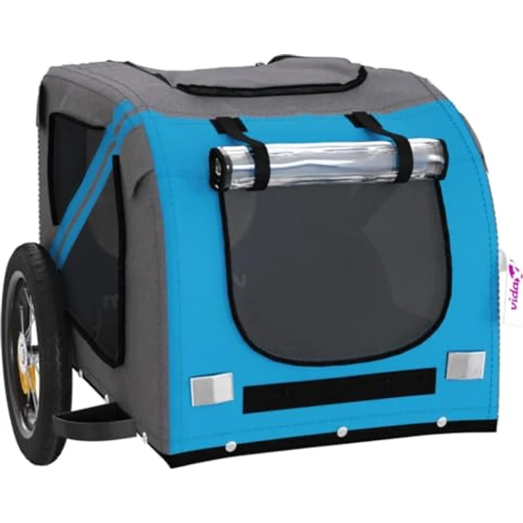 vidaXL Fahrradanhänger für Hunde, Blau und Grau, Oxford-Gewebe, Eisenrahmen, max. Belastbarkeit 30 kg – Bild 6