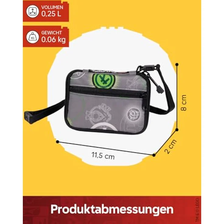 SKANDO BAGS LEGO® NINJAGO® Portmonee Kinder, Kartenetui mit Reißverschluss, Umhängeband & Sicherheitsverschluss, 8 x 11,5 x 2 cm, für bis zu 3 Karten – Bild 3