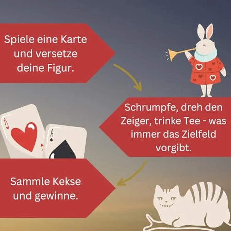 HUCH! Alice im Wunderland Kinderspiel, strategisches Familienspiel für 2-4 Spieler ab 6 Jahren, mit zauberhaftem Material und liebevoll illustrierten Details – Bild 3