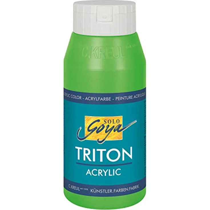 KREUL Solo Goya Triton Acrylfarbe fluoreszierend grün, 750 ml, schnell trocknend, matt, wasserbasierend, studioqualitativ, gut deckend, vielseitig einsetzbar – Bild 1