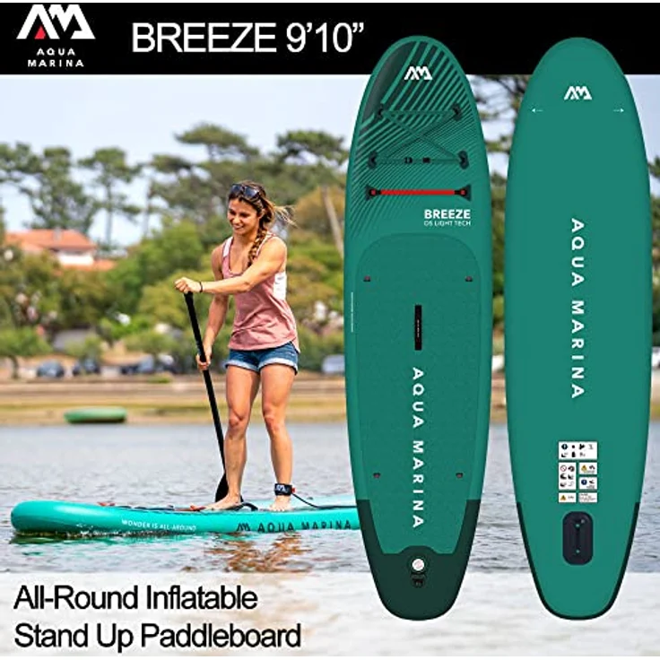 Aqua Marina Breeze Aufblasbares Stand Up Paddle Board (iSUP) Paket, 300 cm Länge, Grün mit neuem CIRCUPARK aus recycelten PET-Flaschen – Bild 2