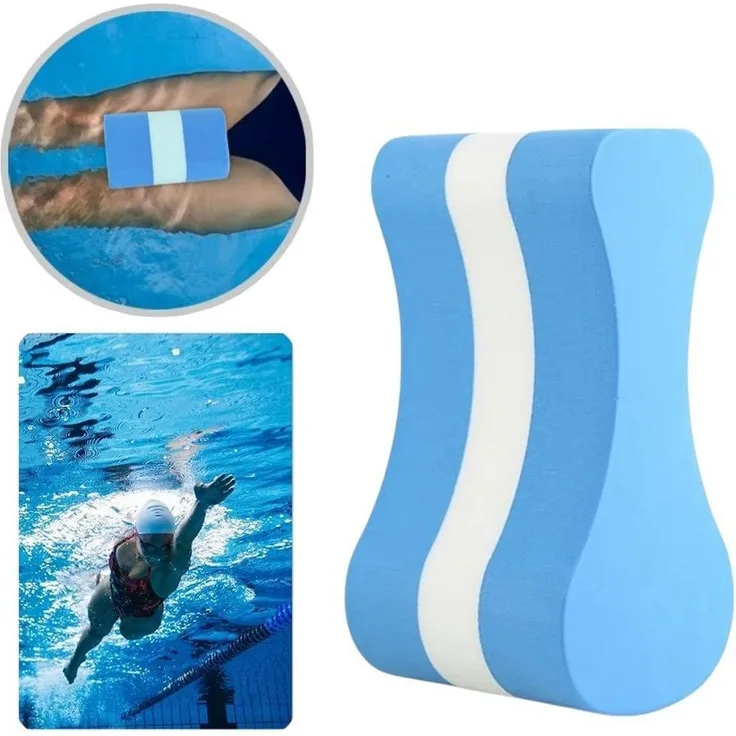 MEGAGOODS Schwimm-Pullbuoy 8-Form Auftriebstrainer, ergonomisch mit hoher Stabilität, blau mit weißen Streifen