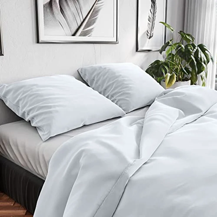 Wolkenfeld Bettwäsche 135x200 Baumwolle Weiß - Atmungsaktiv - Renforcé Bettwäsche-Set mit 1x Bettbezug 135 x 200 + 1x Kissenbezug 80x80 - Weiss – Bild 1