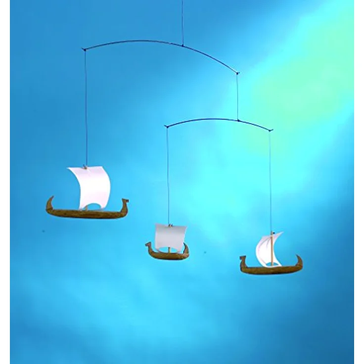 Flensted Mobiles, Babymobile, Drei Wikingerschiffe Mobile mit Geschenkbox – Bild 2