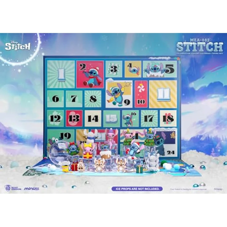 Beast Kingdom Toys Adventskalender Disney Stitch Adventskalender CELEBRATION FIGURE SET, Weihnachts-Countdown mit festlichen Mini Egg Attack-Sammelfiguren – Bild 3