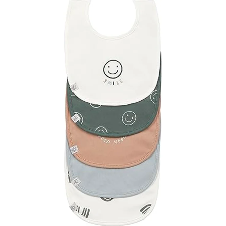 LÄSSIG Baby Kleinkind Lätzchen Set (5 St.) Klettverschluss Baumwolle wasserdicht/Value Pack Bib Tiny Smile – Bild 1